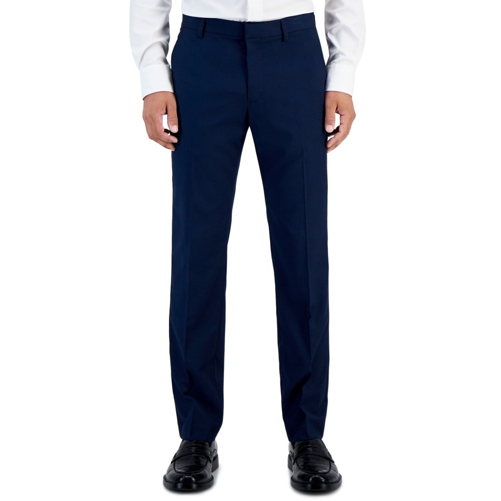 Perry Ellis Mens 34x30 Slim Fit Dress Pants Blue No-Iron Stretch Performance